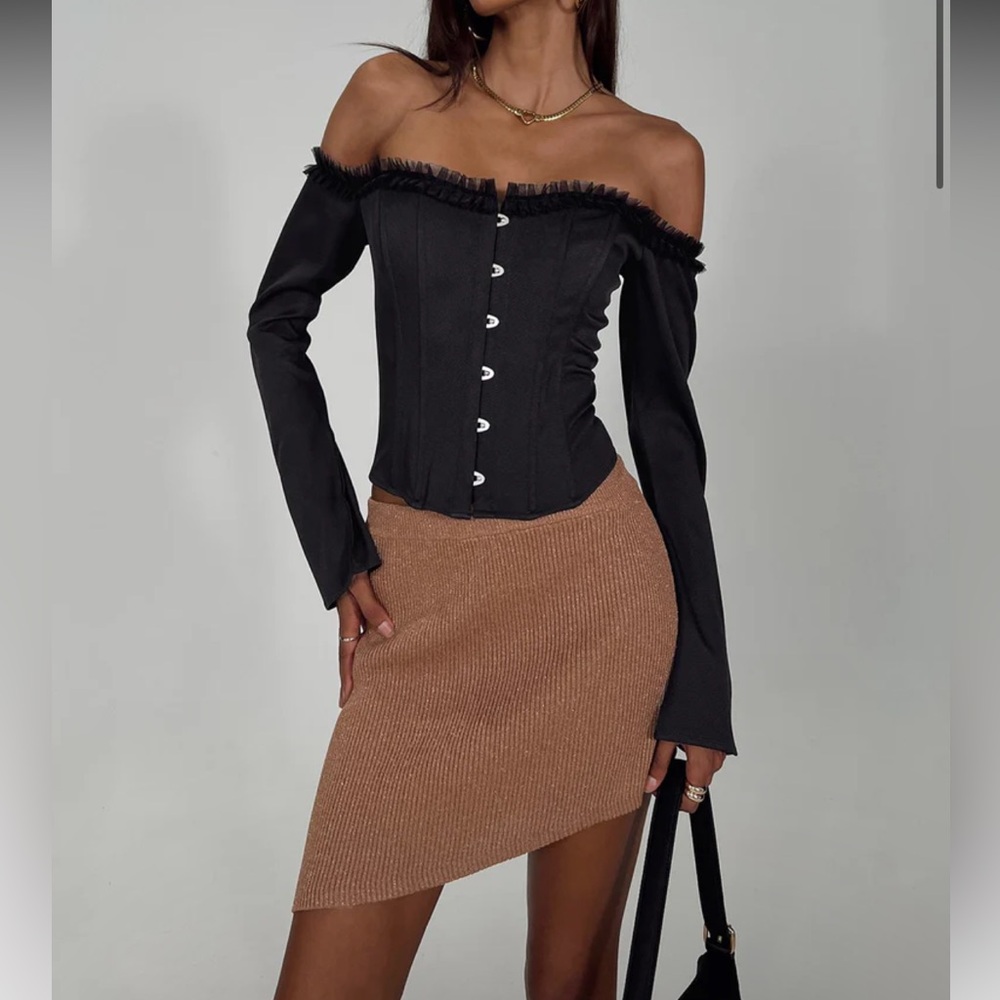 NWT Princess Polly “BRONWEN ASYMMETRICAL MINI SKIRT BROWN”